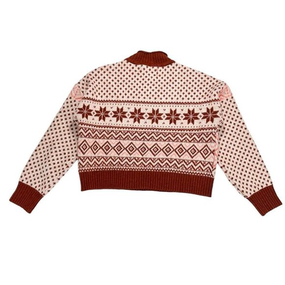 American Eagle Fairisle Mock Neck Cropped Sweater Size M - Picture 5 of 12